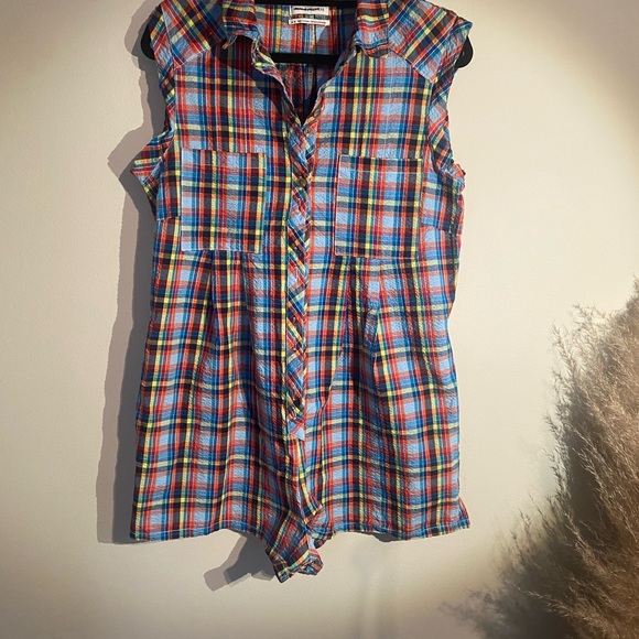 UO Zoey Check Short Sleeve Playsuit PTP 19” - Picture 7 of 7
